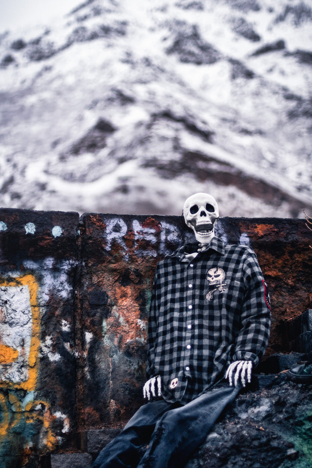 badass skeleton punked flannel - Patched to Perfection