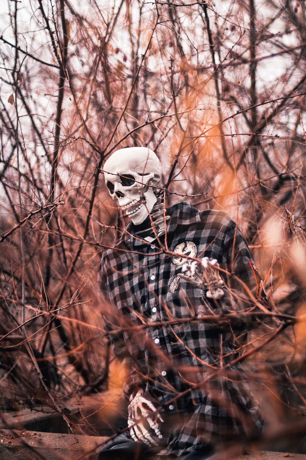 Badass Skeleton wearing the Alt Punk Flannels from PatchHead